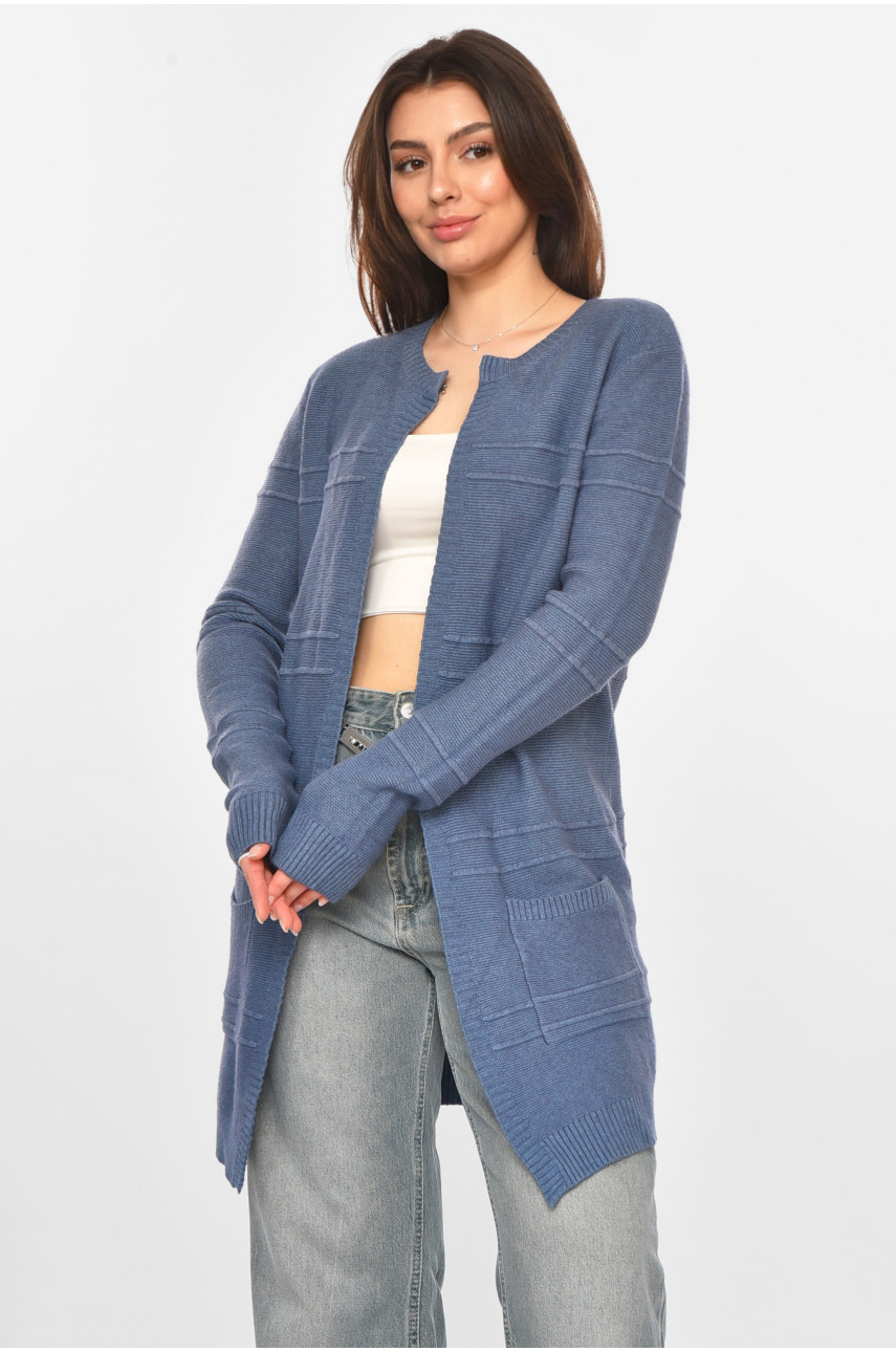 Кардиган жіночий однотонний темно-синього кольору PM8626 213267