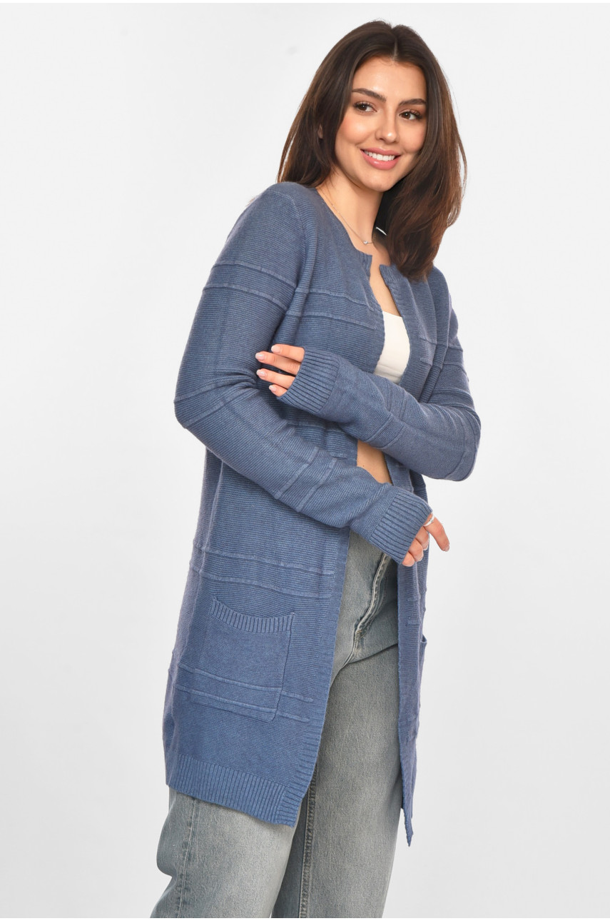 Кардиган женский однотонный тёмно-синего цвета PM8626 213267