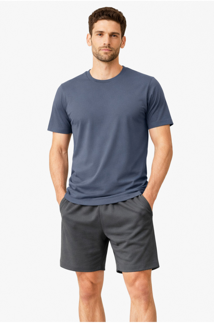 Костюм чоловічий шорти та футболка темно-сірого кольору 213268