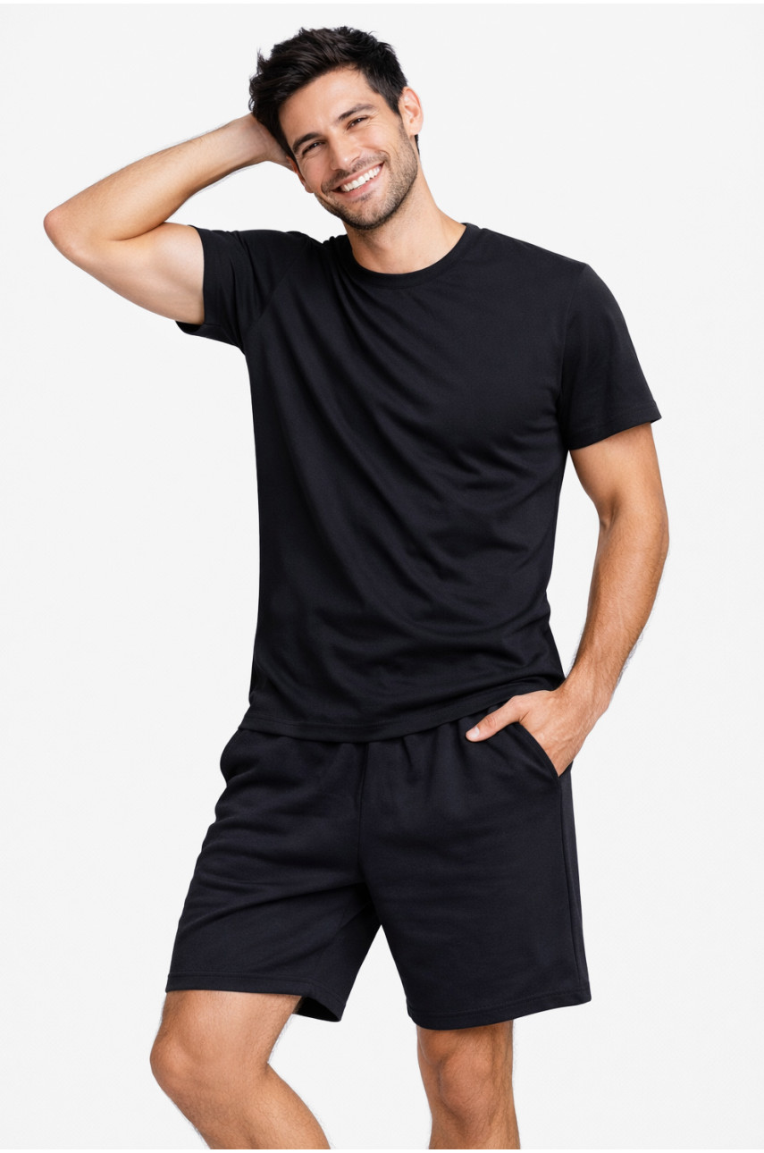 Костюм чоловічий шорти та футболка темно-синього кольору 213269