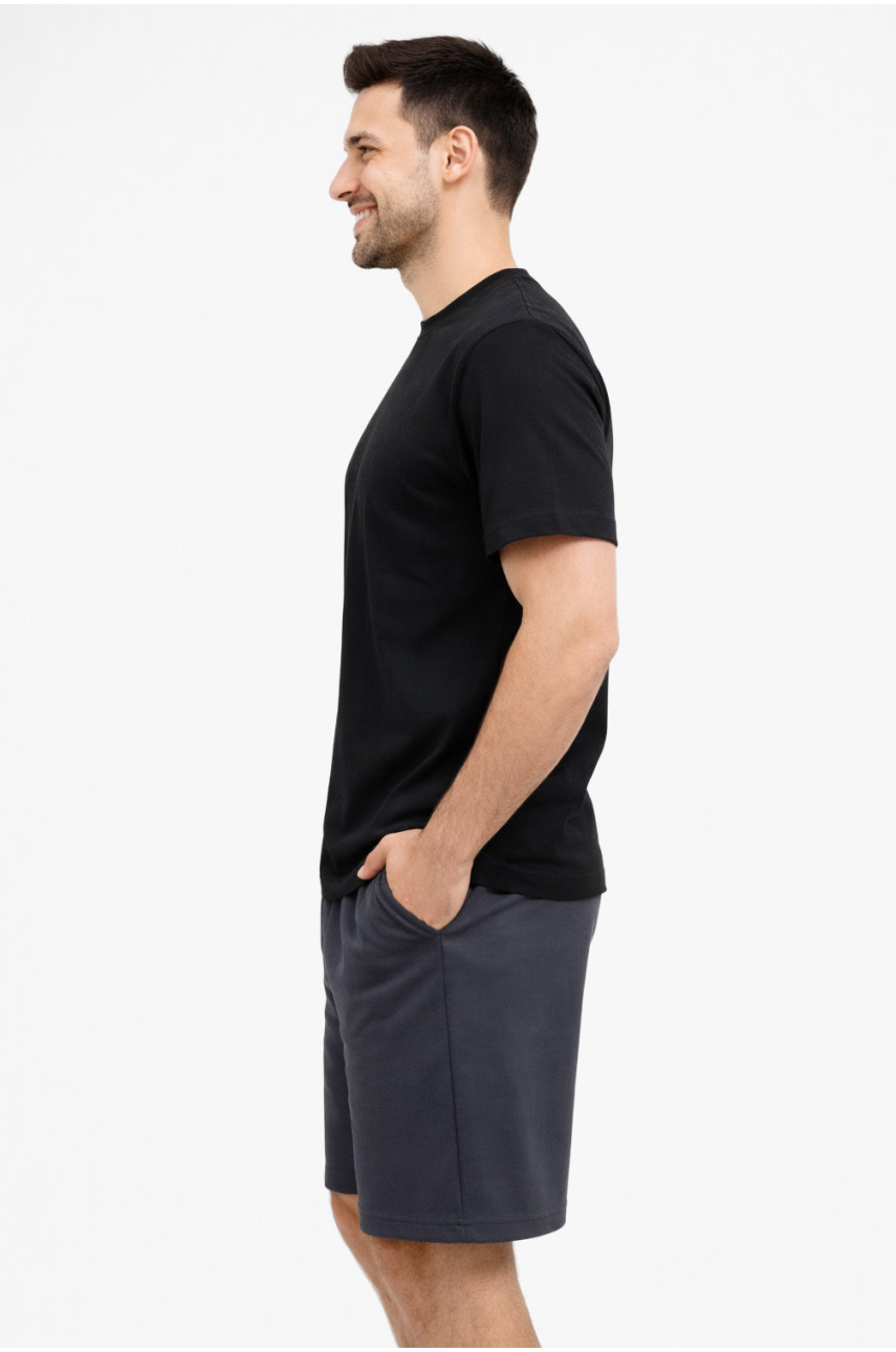 Костюм чоловічий шорти та футболка чорного кольору 213270