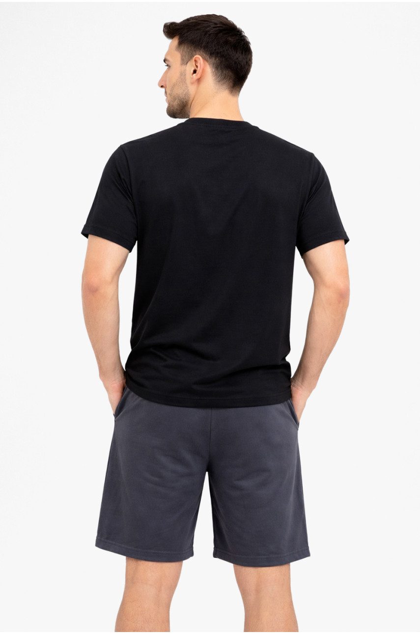 Костюм чоловічий шорти та футболка чорного кольору 213270