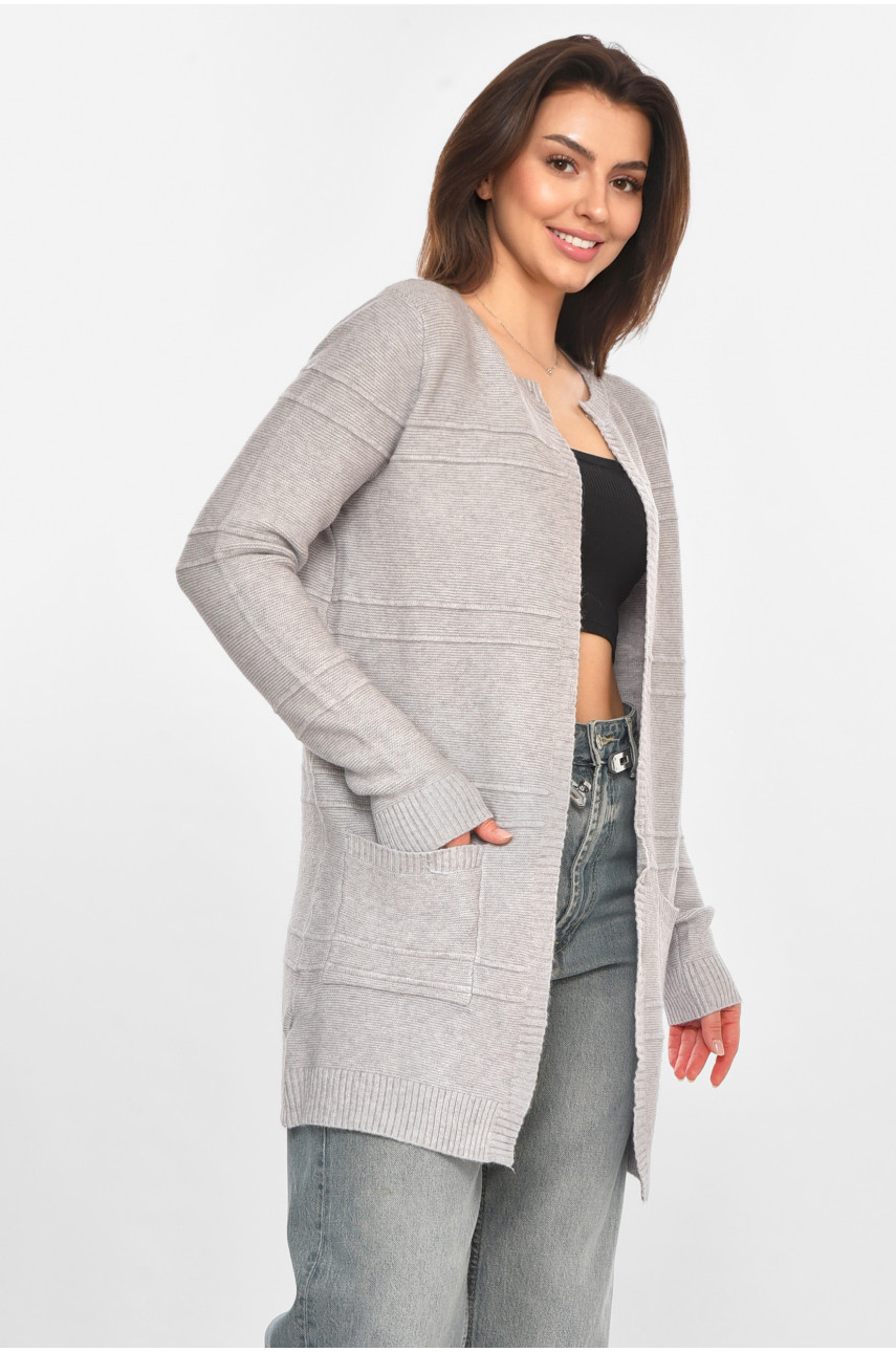 Кардиган жіночий однотонний сірого кольору PM8626 213271