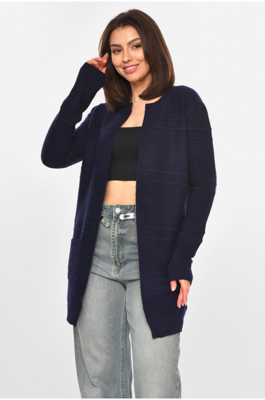 Кардиган женский однотонный тёмно-синего цвета PM8626 213273