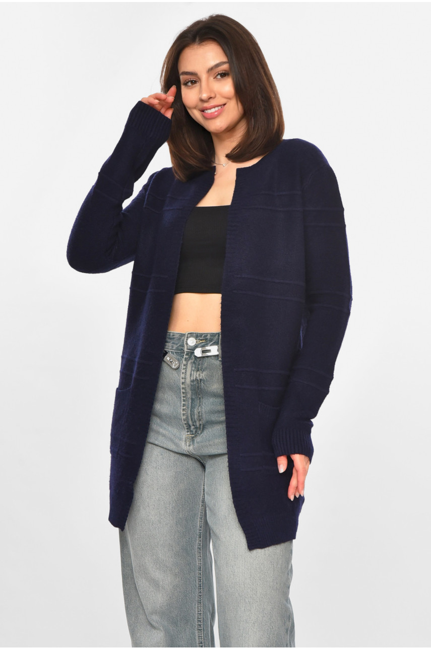 Кардиган женский однотонный тёмно-синего цвета PM8626 213273