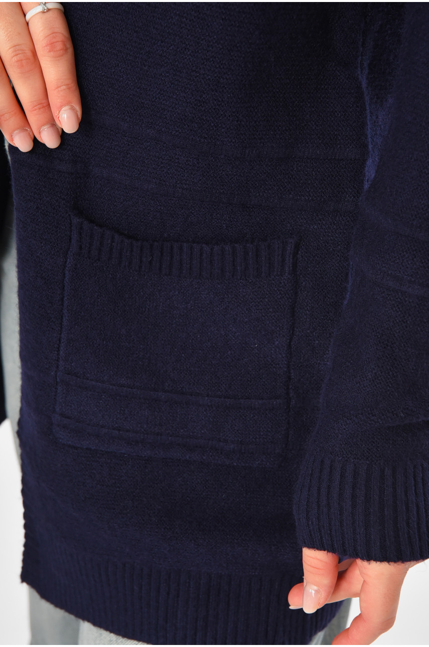 Кардиган женский однотонный тёмно-синего цвета PM8626 213273