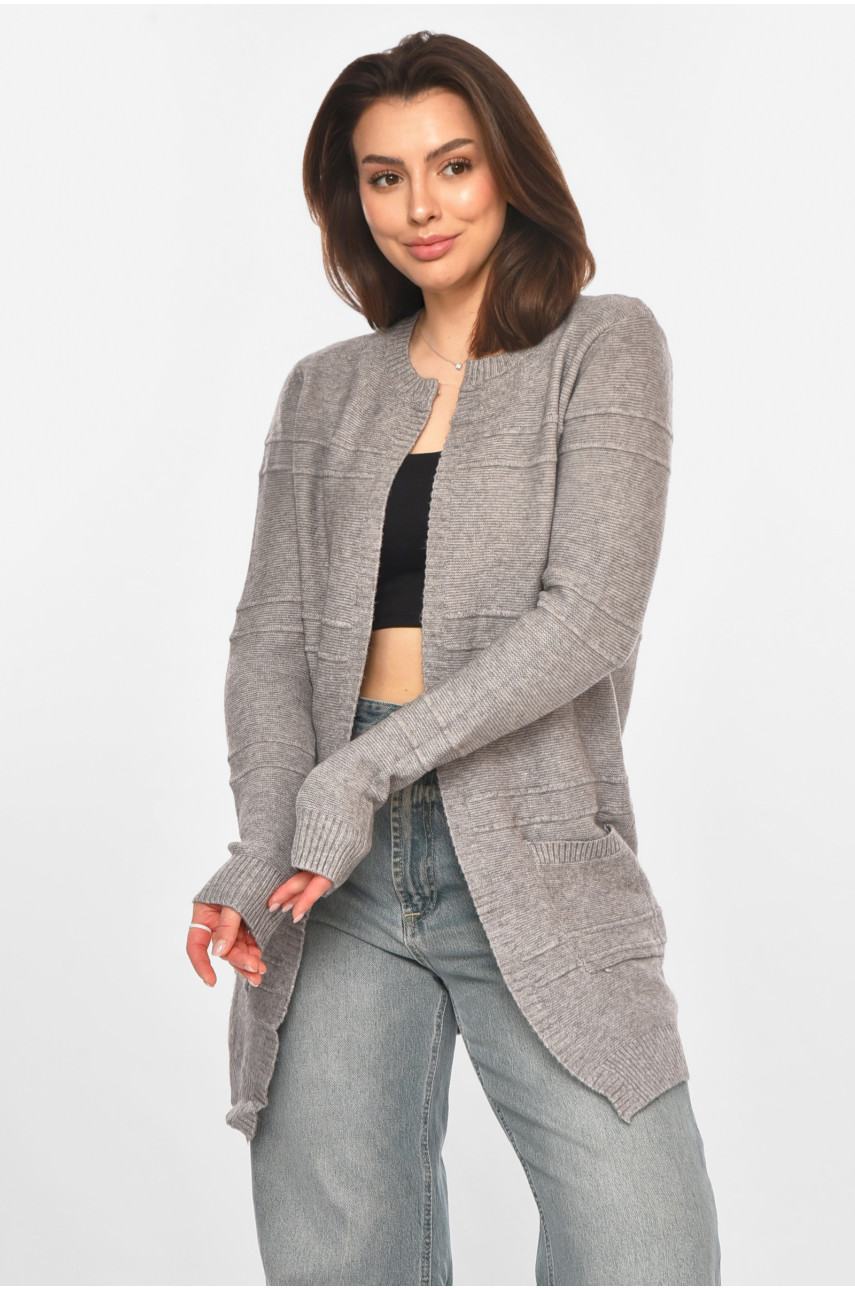 Кардиган жіночий однотонний сірого кольору PM8626 213275
