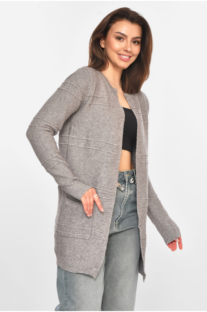 Кардиган жіночий однотонний сірого кольору PM8626 213275