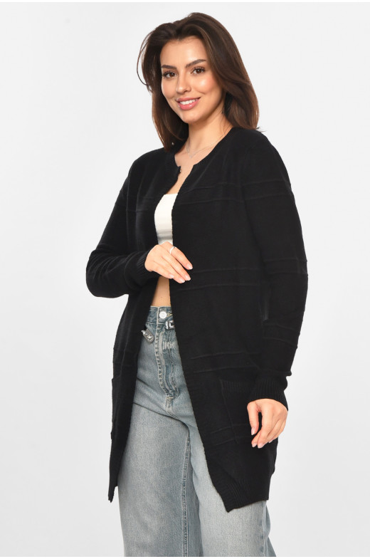 Кардиган женский однотонный черного цвета PM8626 213276