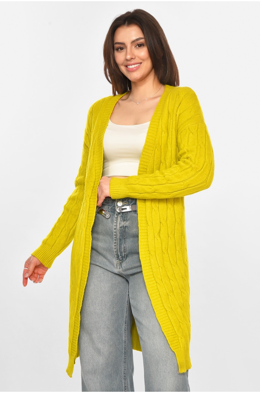 Кардиган жіночий однотонний жовтого кольору PM9244 213278