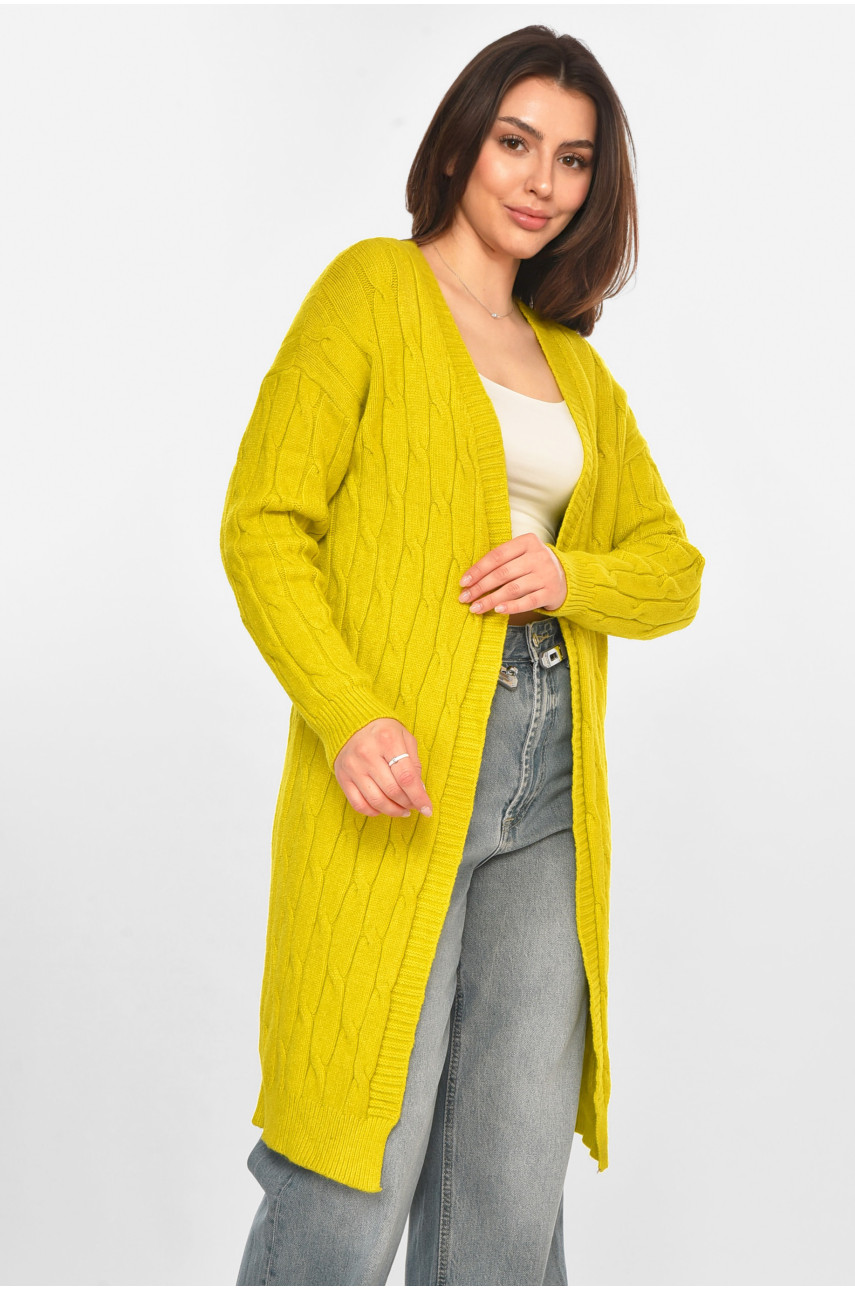Кардиган жіночий однотонний жовтого кольору PM9244 213278