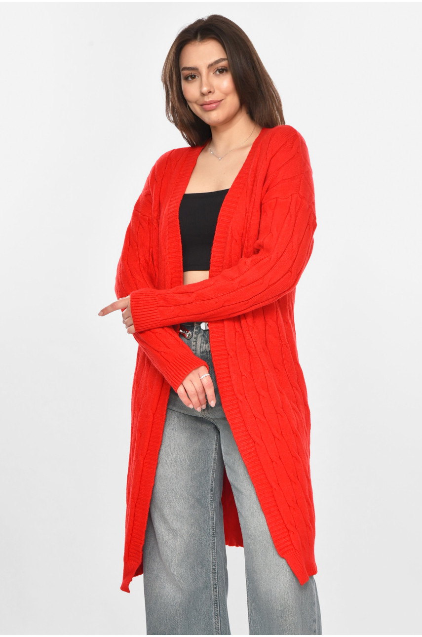 Кардиган жіночий однотонний червоного кольору PM9244 213280