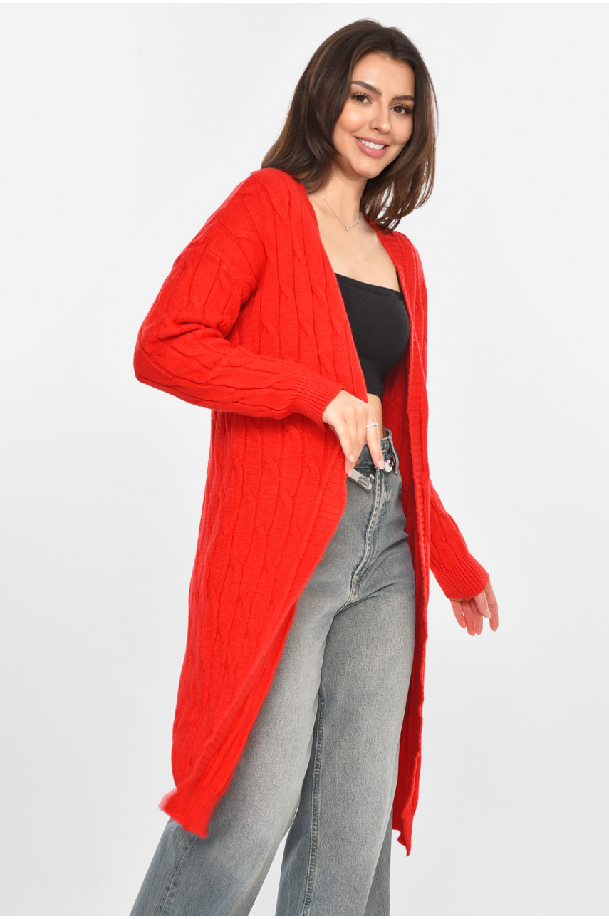 Кардиган жіночий однотонний червоного кольору PM9244 213280