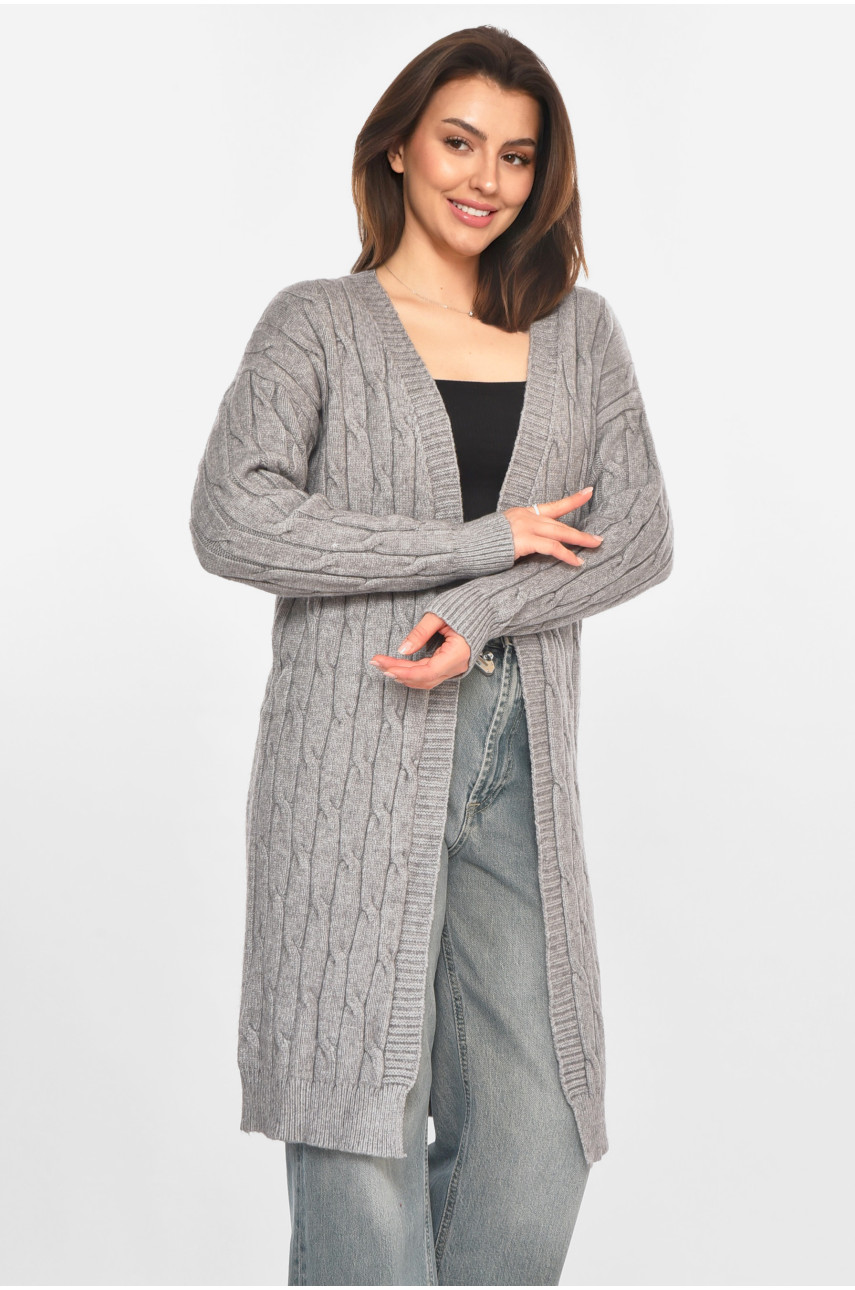 Кардиган жіночий однотонний сірого кольору PM9244 213281