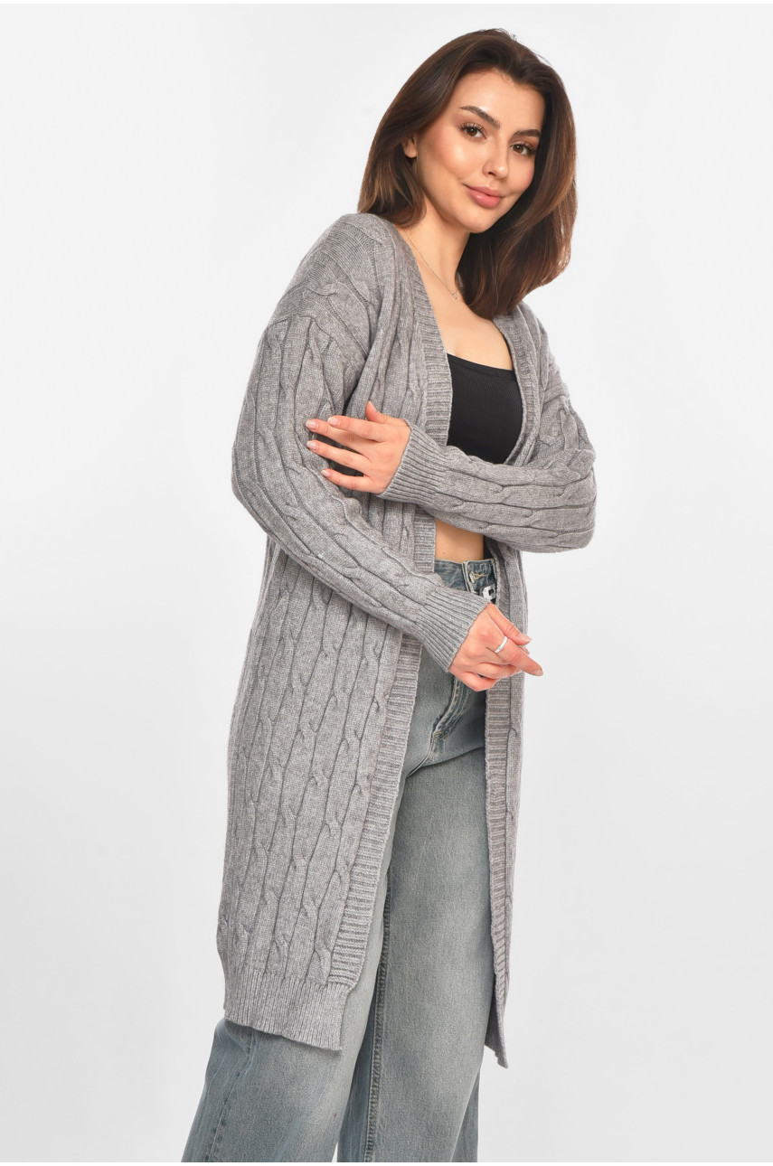 Кардиган жіночий однотонний сірого кольору PM9244 213281