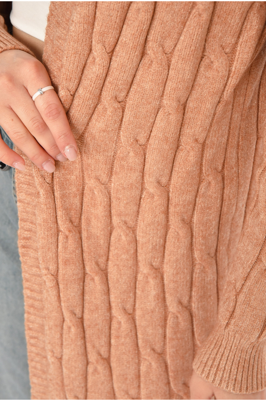 Кардиган женский однотонный тёмно-бежевого цвета PM9244 213284