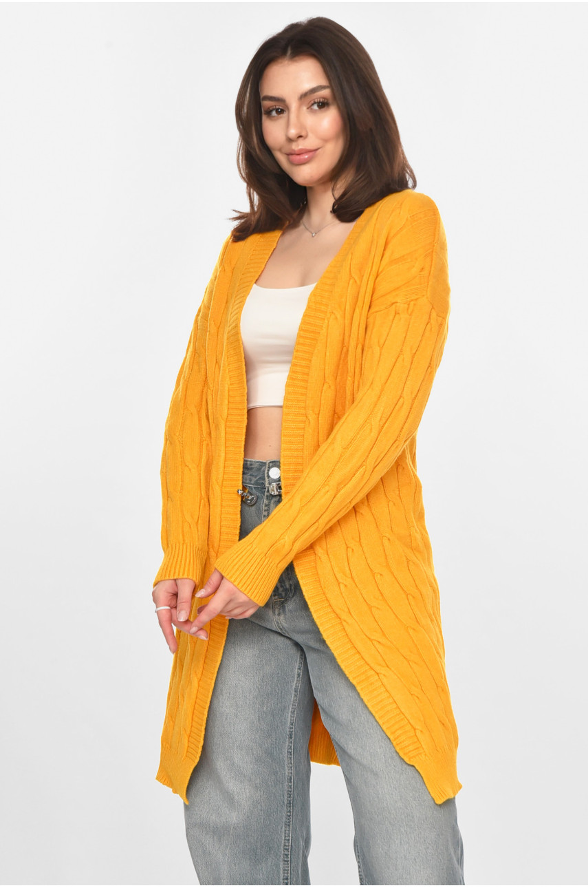 Кардиган жіночий однотонний гірчичного кольору PM9244 213285