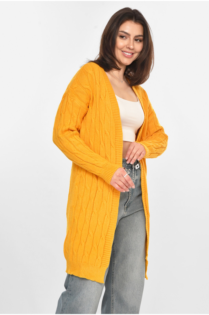 Кардиган женский однотонный горчичного цвета PM9244 213285