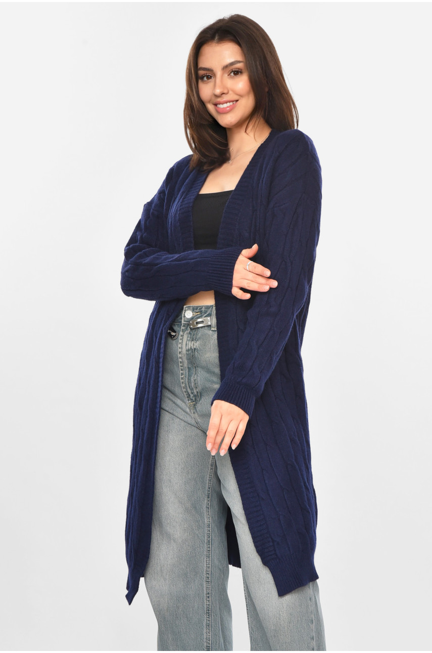 Кардиган жіночий однотонний темно-синього кольору PM9244 213287