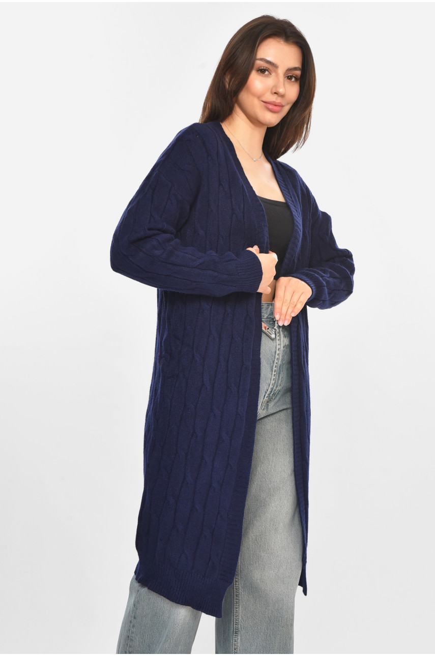 Кардиган женский однотонный тёмно-синего цвета PM9244 213287
