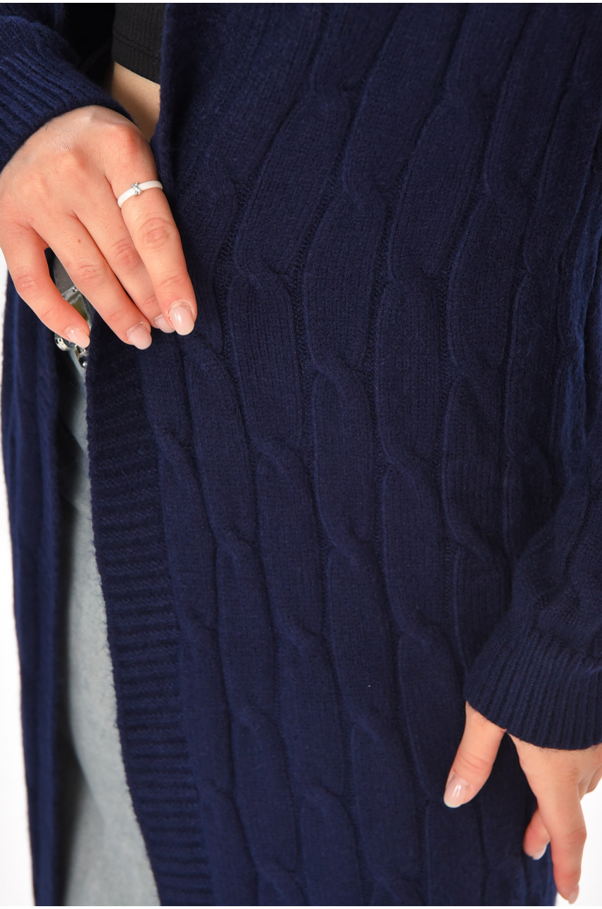 Кардиган женский однотонный тёмно-синего цвета PM9244 213287