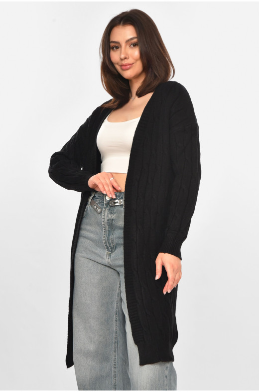 Кардиган женский однотонный черного цвета PM9244 213288