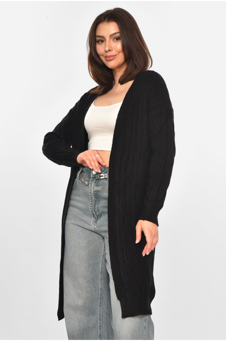 Кардиган женский однотонный черного цвета PM9244 213288
