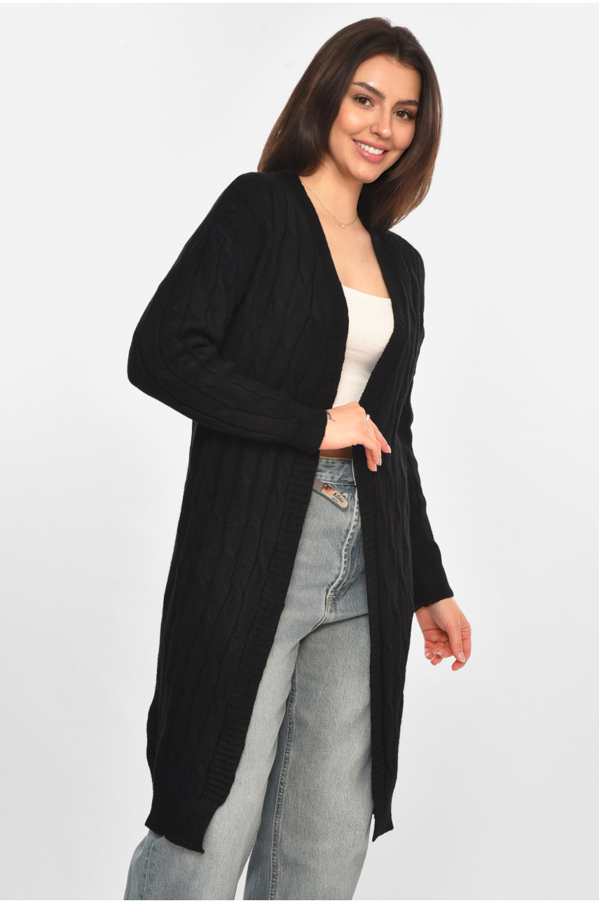 Кардиган женский однотонный черного цвета PM9244 213288