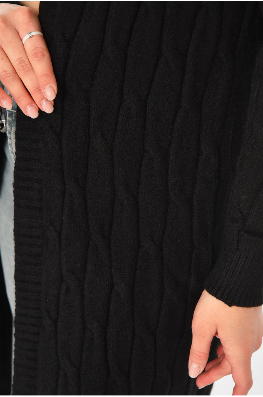 Кардиган женский однотонный черного цвета PM9244 213288