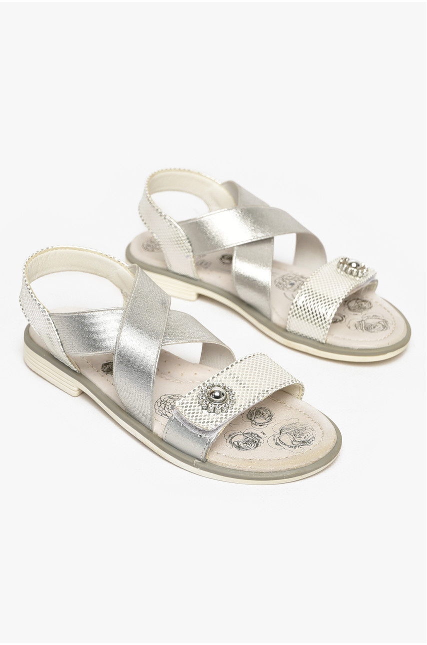Сандали детские для девочек серебристого цвета С-Т53-81-Е 213309