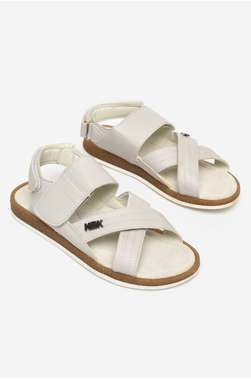 Сандали подростковые для мальчика светло-серого цвета 213312