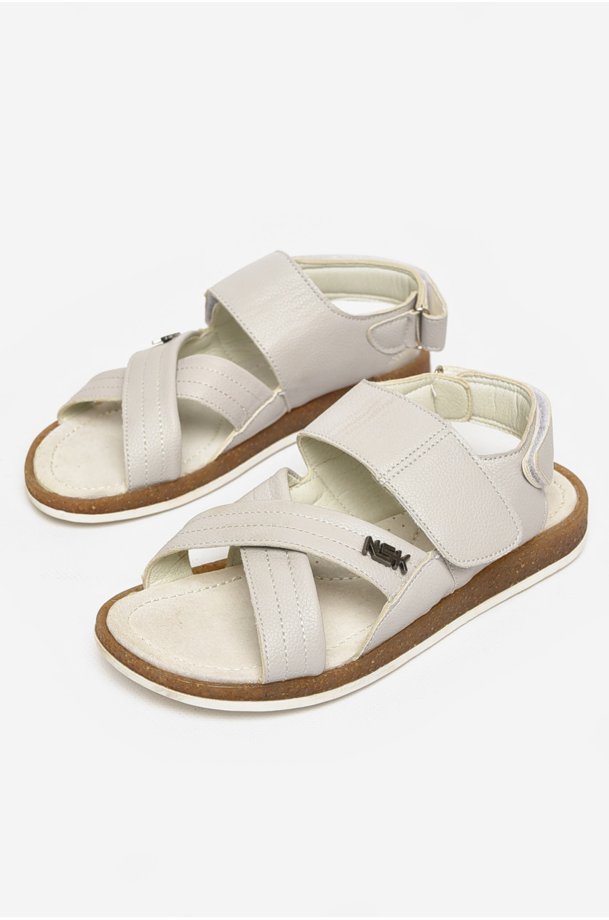 Сандали подростковые для мальчика светло-серого цвета 213312