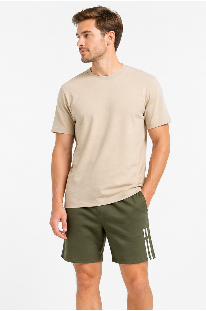 Шорти чоловічі однотонні кольору хакі 213325