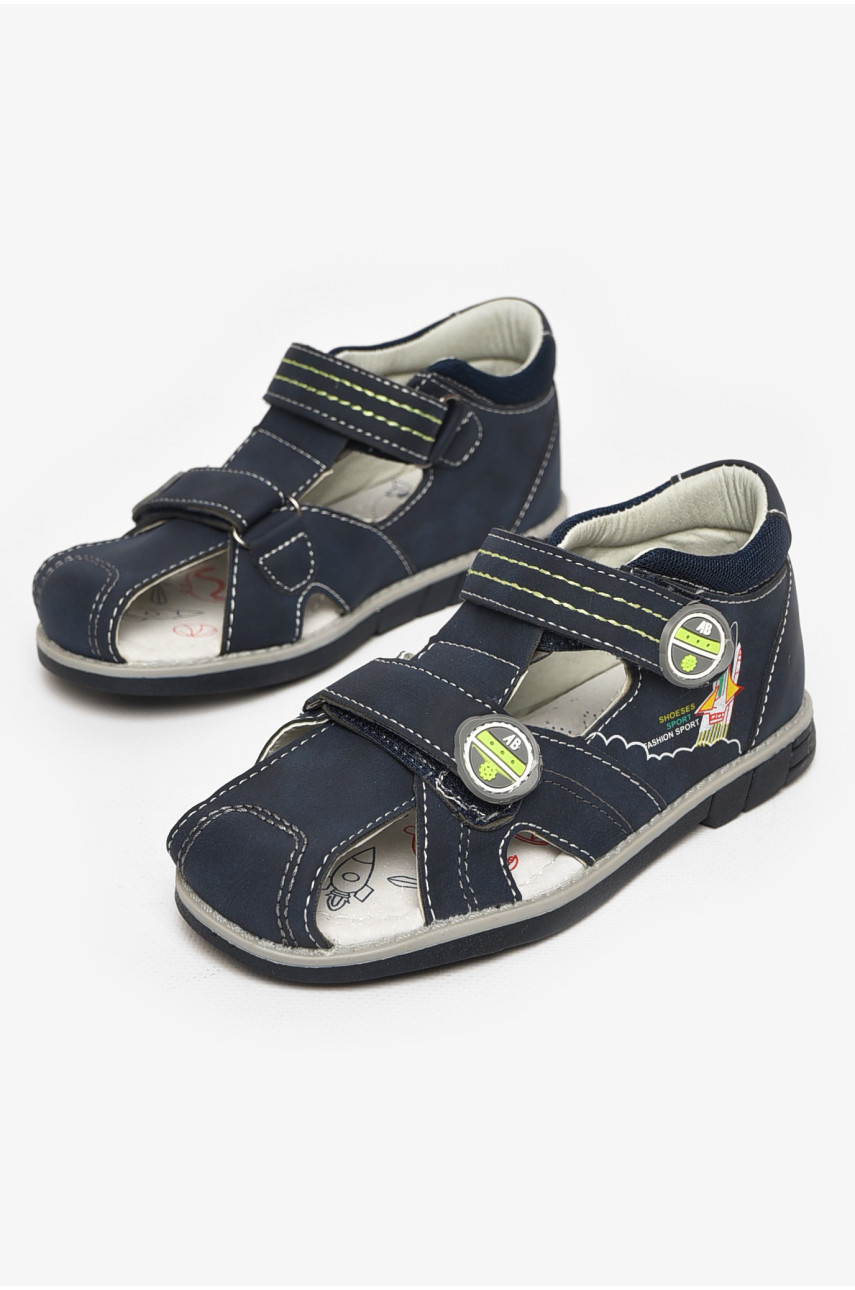 Сандали детские мальчик синего цвета на липучке 10313-1 213328