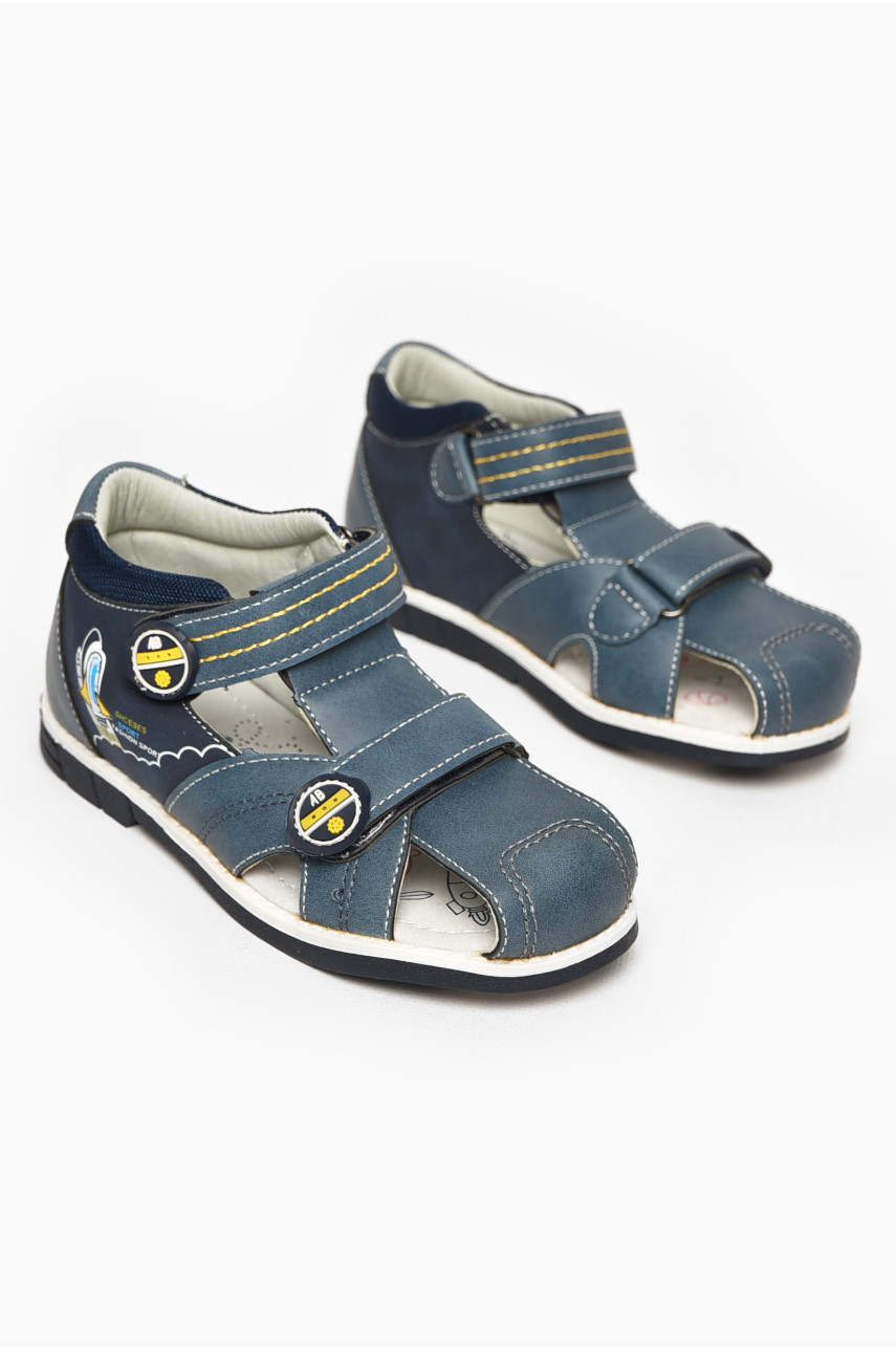 Сандали детские мальчик синего цвета на липучке 10313-3 213329