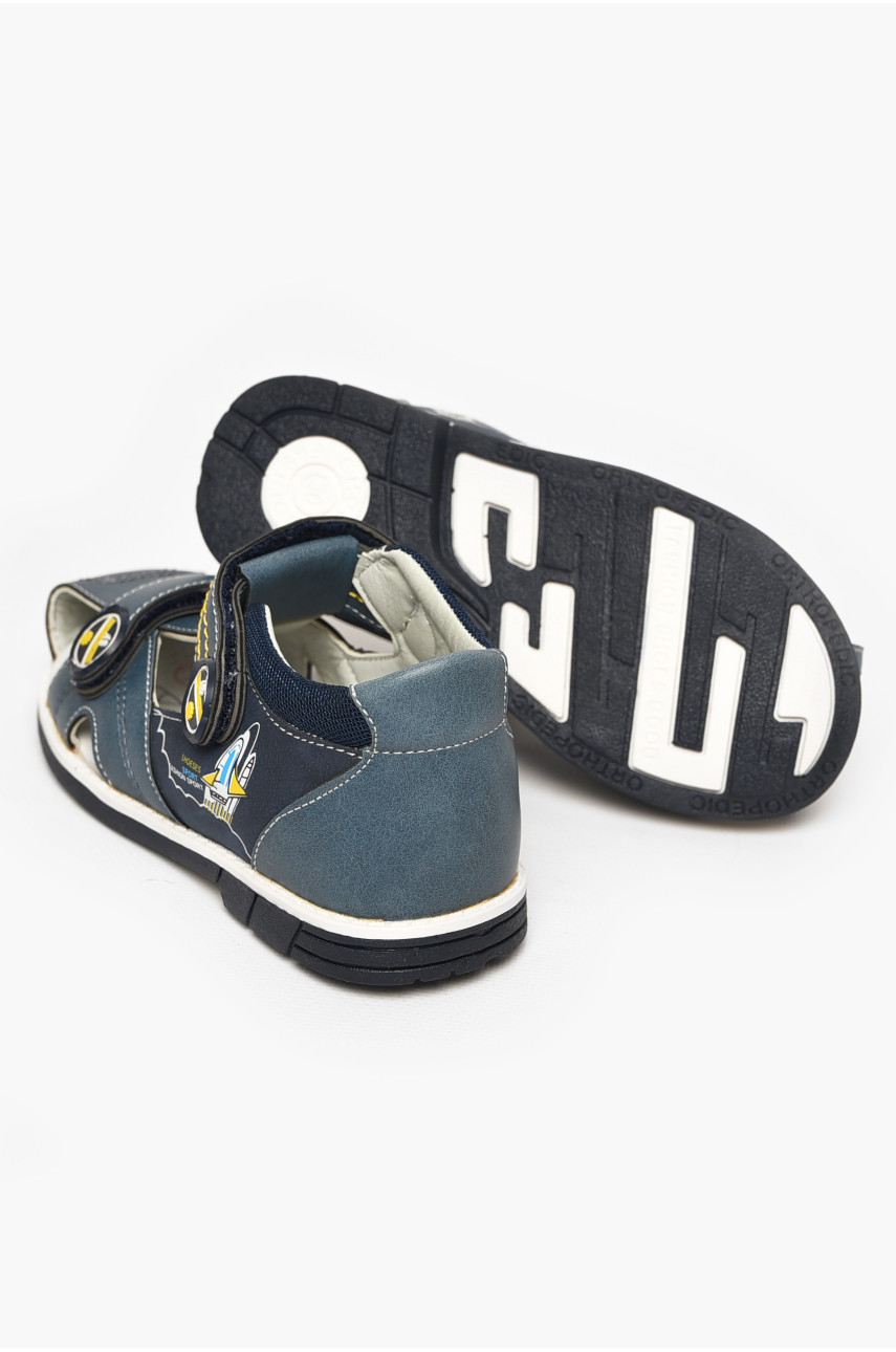 Сандали детские мальчик синего цвета на липучке 10313-3 213329