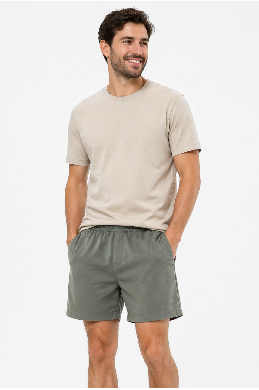 Шорти чоловічі однотонні кольору хакі 213330