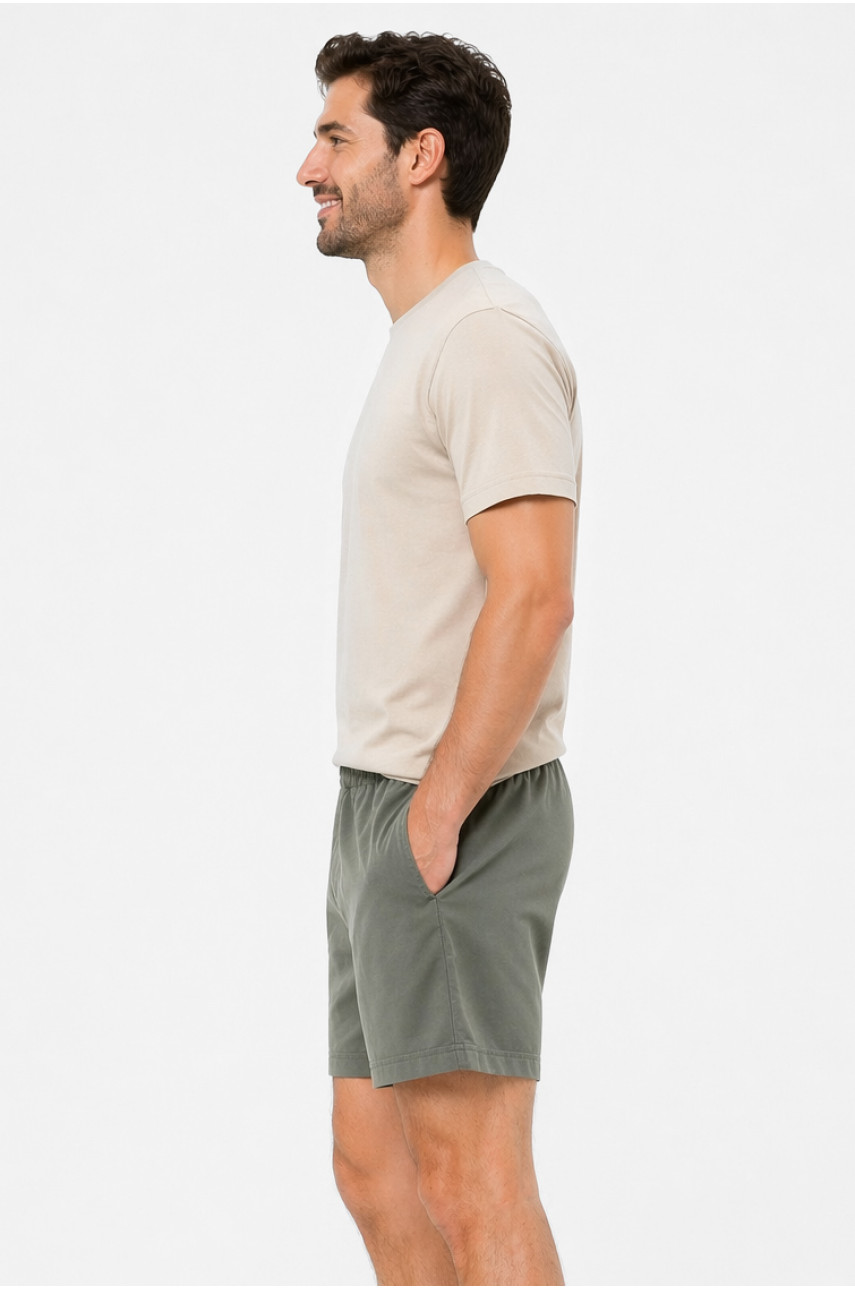 Шорти чоловічі однотонні кольору хакі 213330