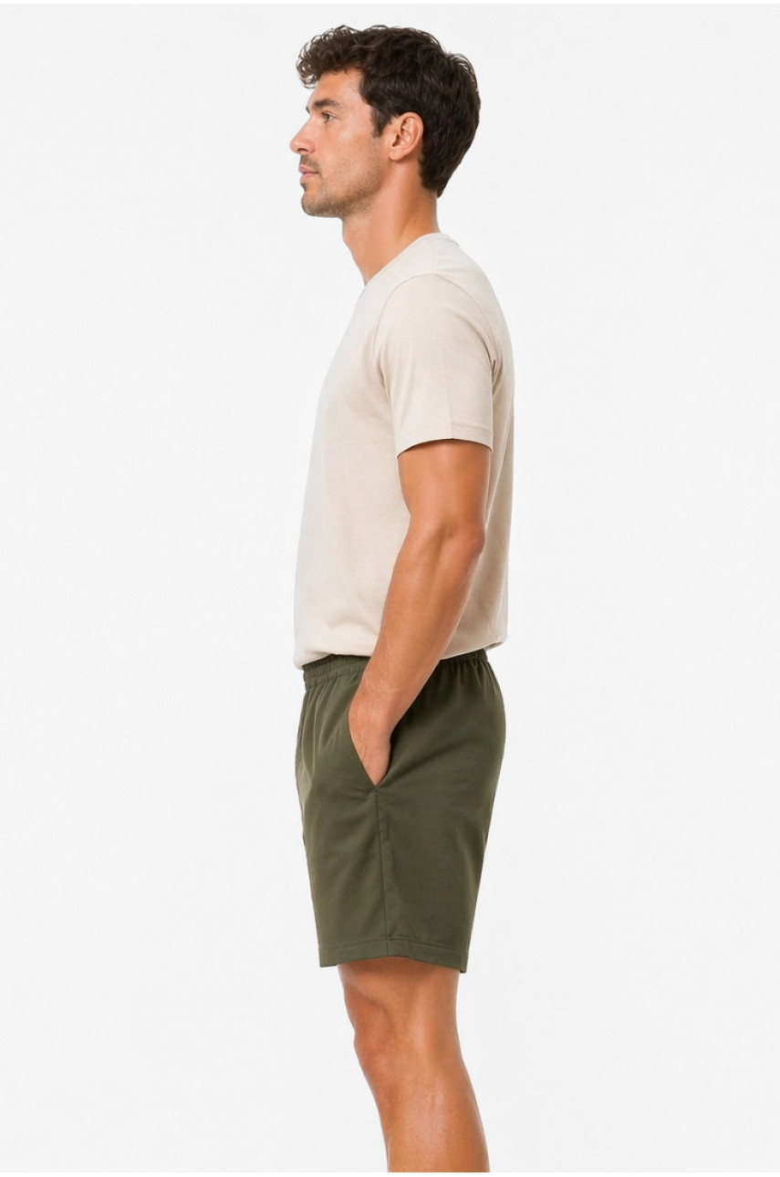 Шорти чоловічі однотонні темно-зеленого кольору 213331