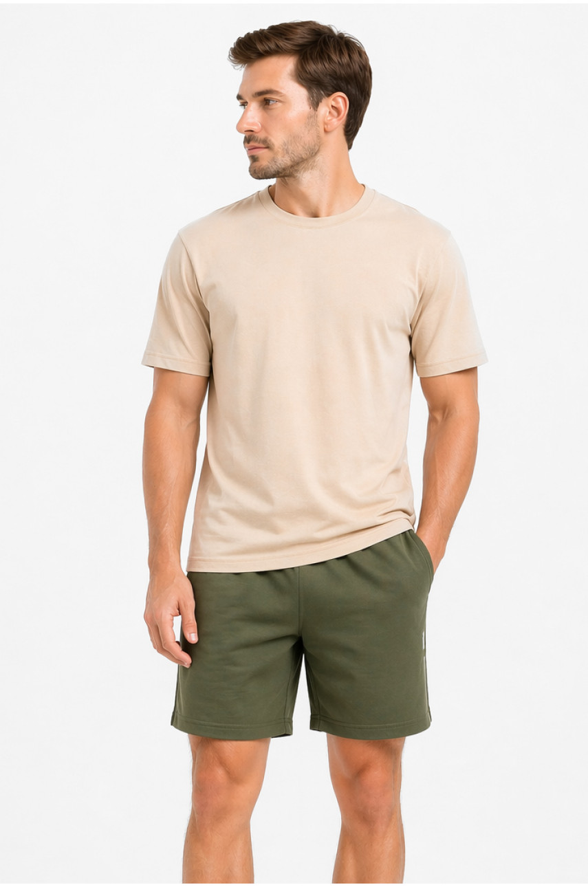 Шорти чоловічі однотонні темно-зеленого кольору 213335