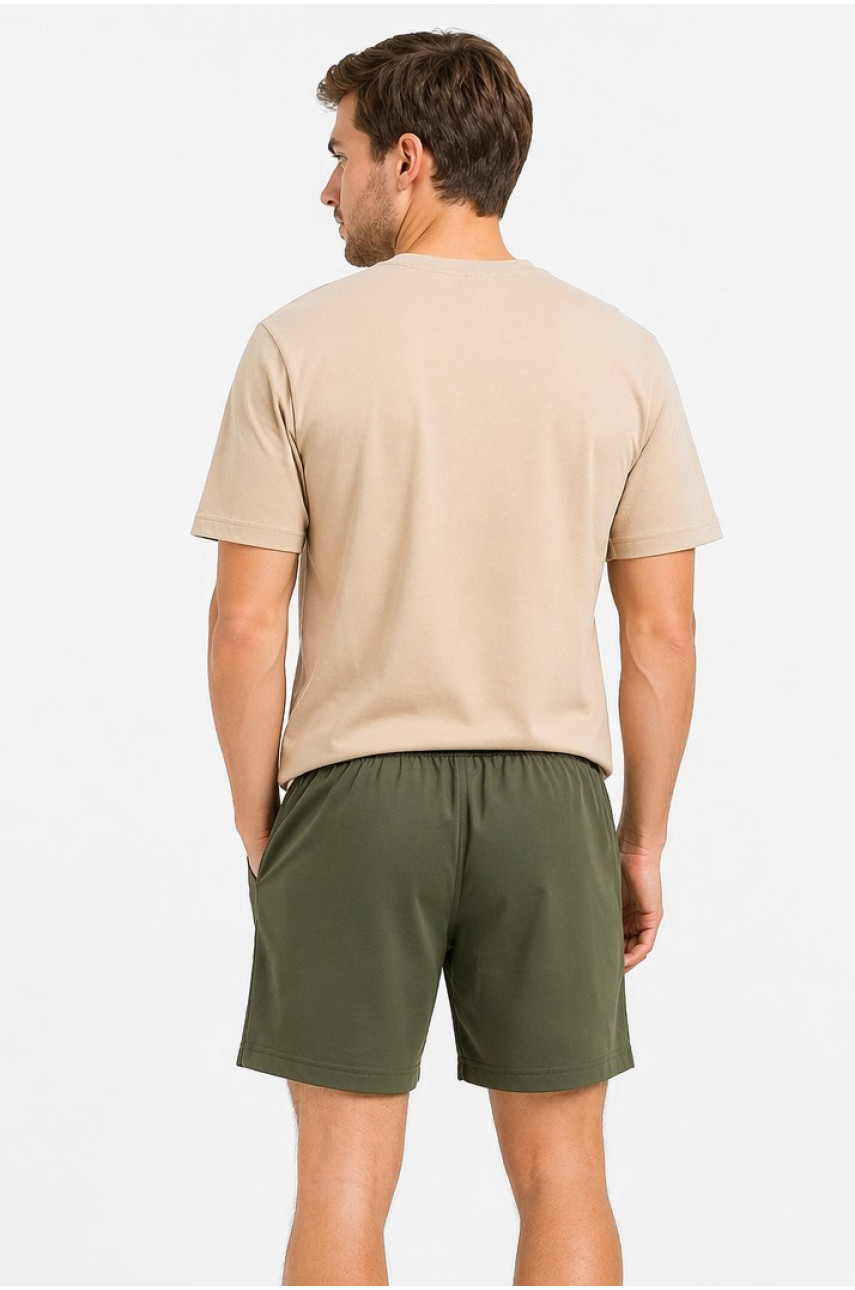 Шорти чоловічі однотонні темно-зеленого кольору 213335