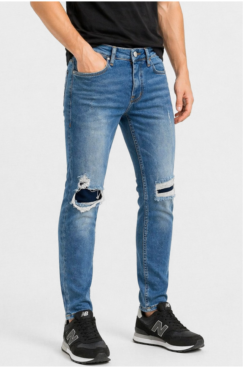 Джинси чоловічі однотонні синього кольору 20297 213345