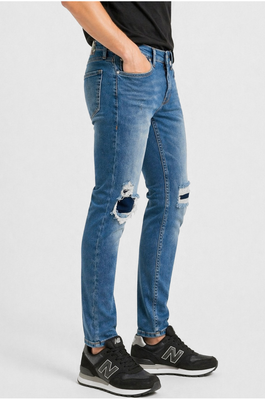 Джинси чоловічі однотонні синього кольору 20297 213345