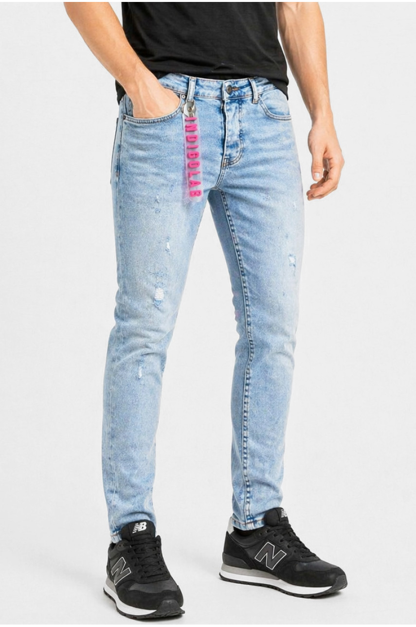 Джинси чоловічі однотонні світло-синього кольору 4230 213348