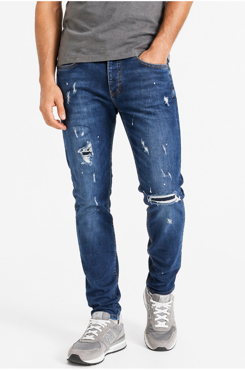 Джинси чоловічі темно-синього кольору з принтом 4157 213354