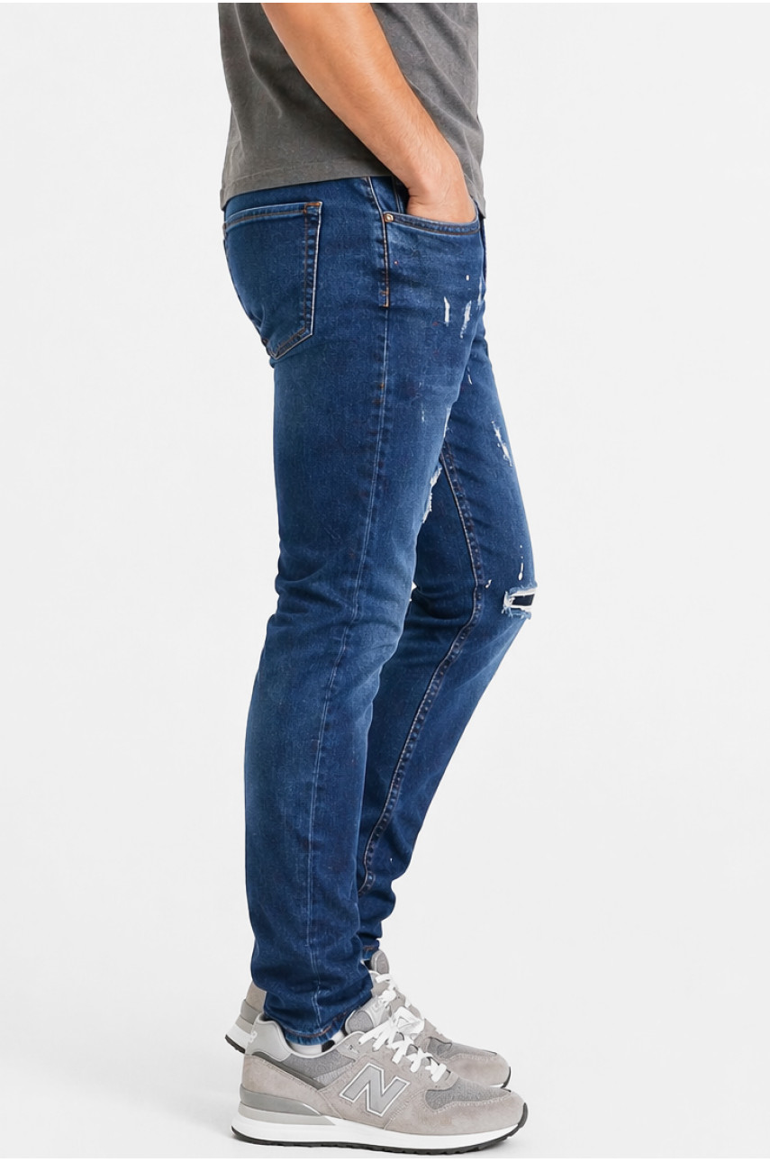 Джинси чоловічі темно-синього кольору з принтом 4157 213354