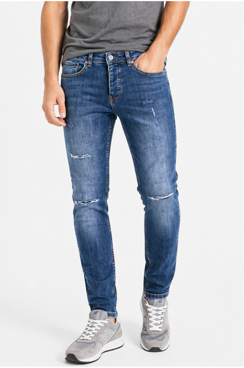 Джинси чоловічі однотонні темно-синього кольору 4155 213356