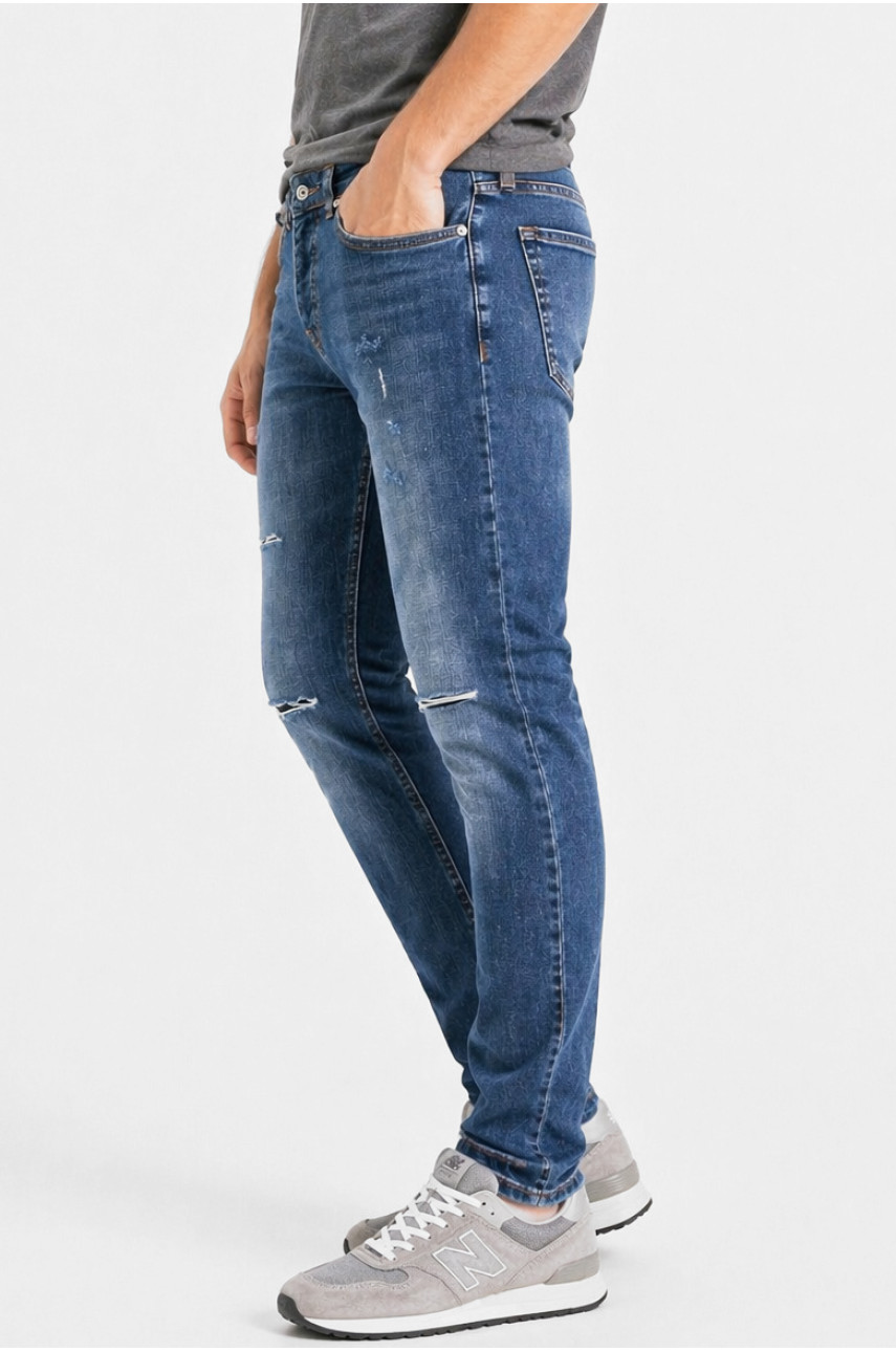 Джинси чоловічі однотонні темно-синього кольору 4155 213356