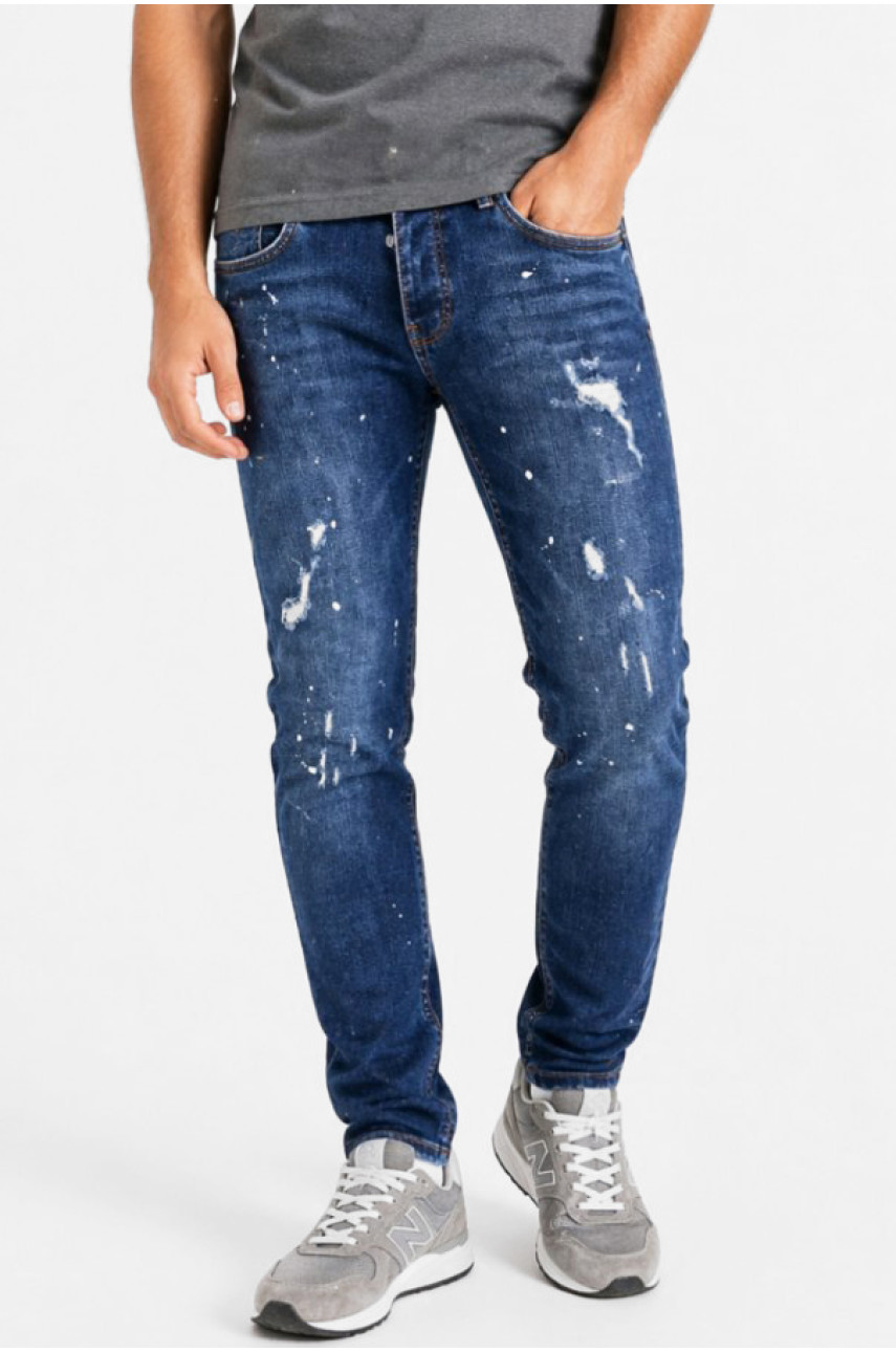 Джинси чоловічі темно-синього кольору з принтом 4153 213360