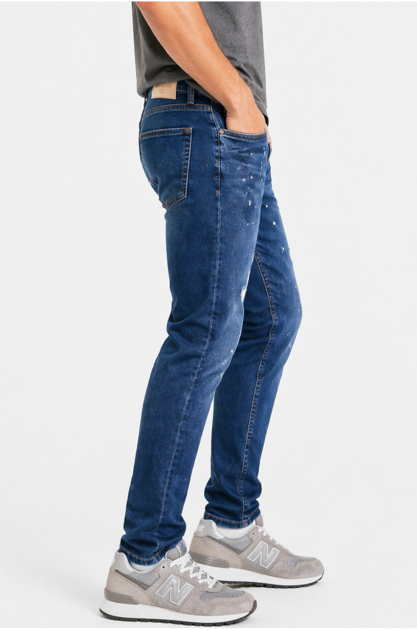 Джинси чоловічі темно-синього кольору з принтом 4153 213360